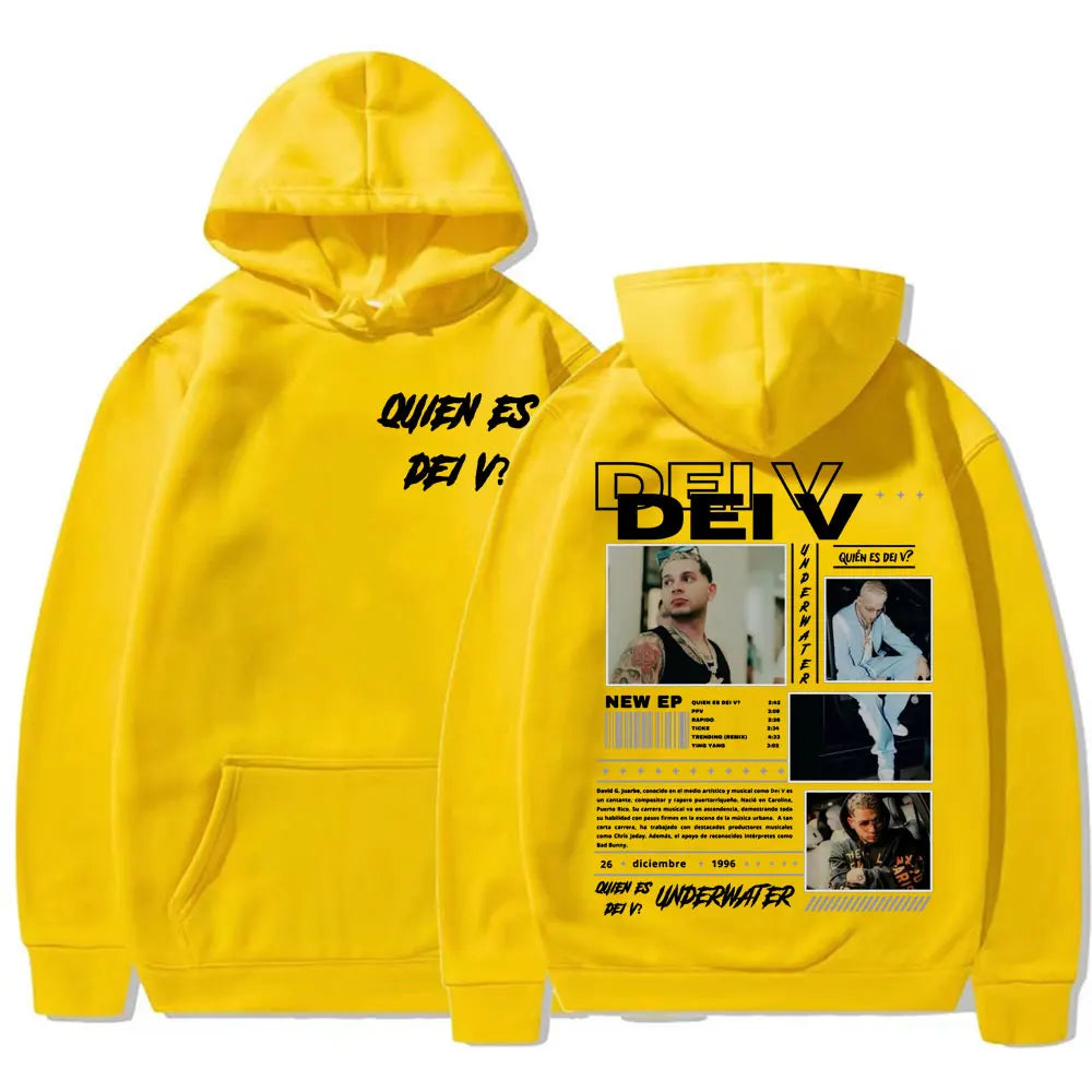 Rapper Quien Es Dei V? Underwater Tour Hoodie Men's Harajuku Fashion Hip Hop Punk Sweatshirts Unisex High Quality Casual Hoodies
