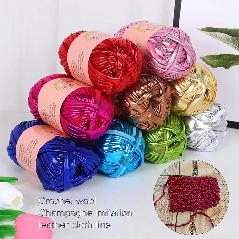 100g Imitation Leather Shiny Crochet Yarn DIY Hand Knitting Yarn Ball For Bag Blanket Cushion T-Shirt Polyester Crochet Yarn