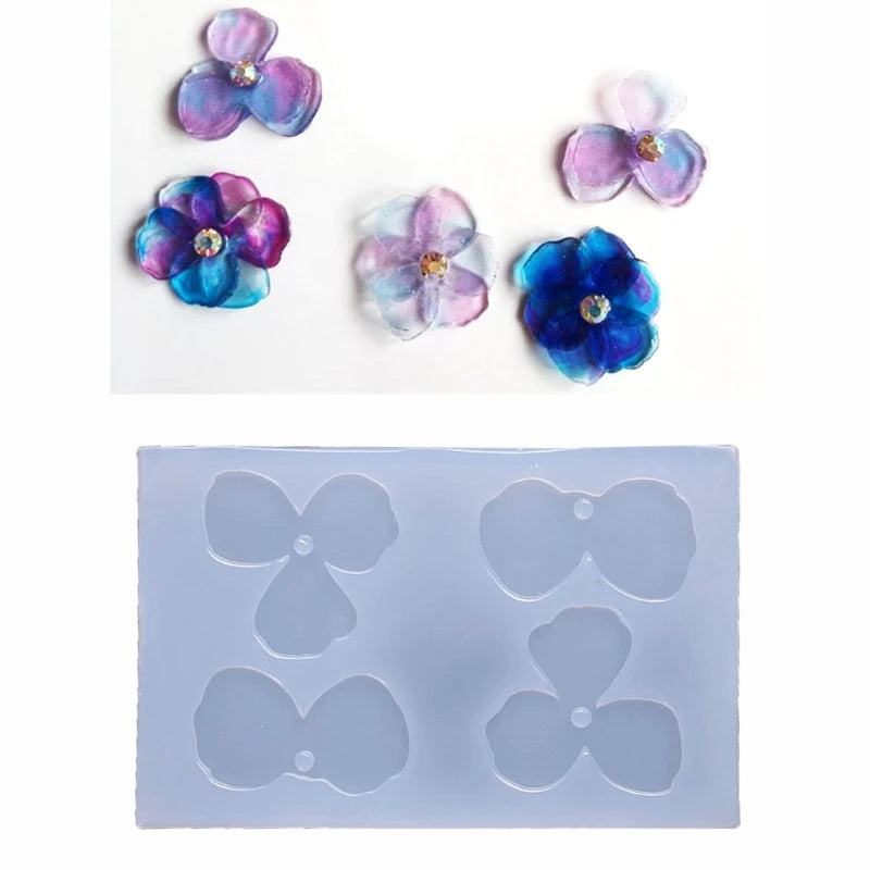 Silicone Jewelry Mold Flower Petal Earring Pendant Epoxy Resin Casting Mold Tool Crystal Mold Keychain Necklace Crafts Making