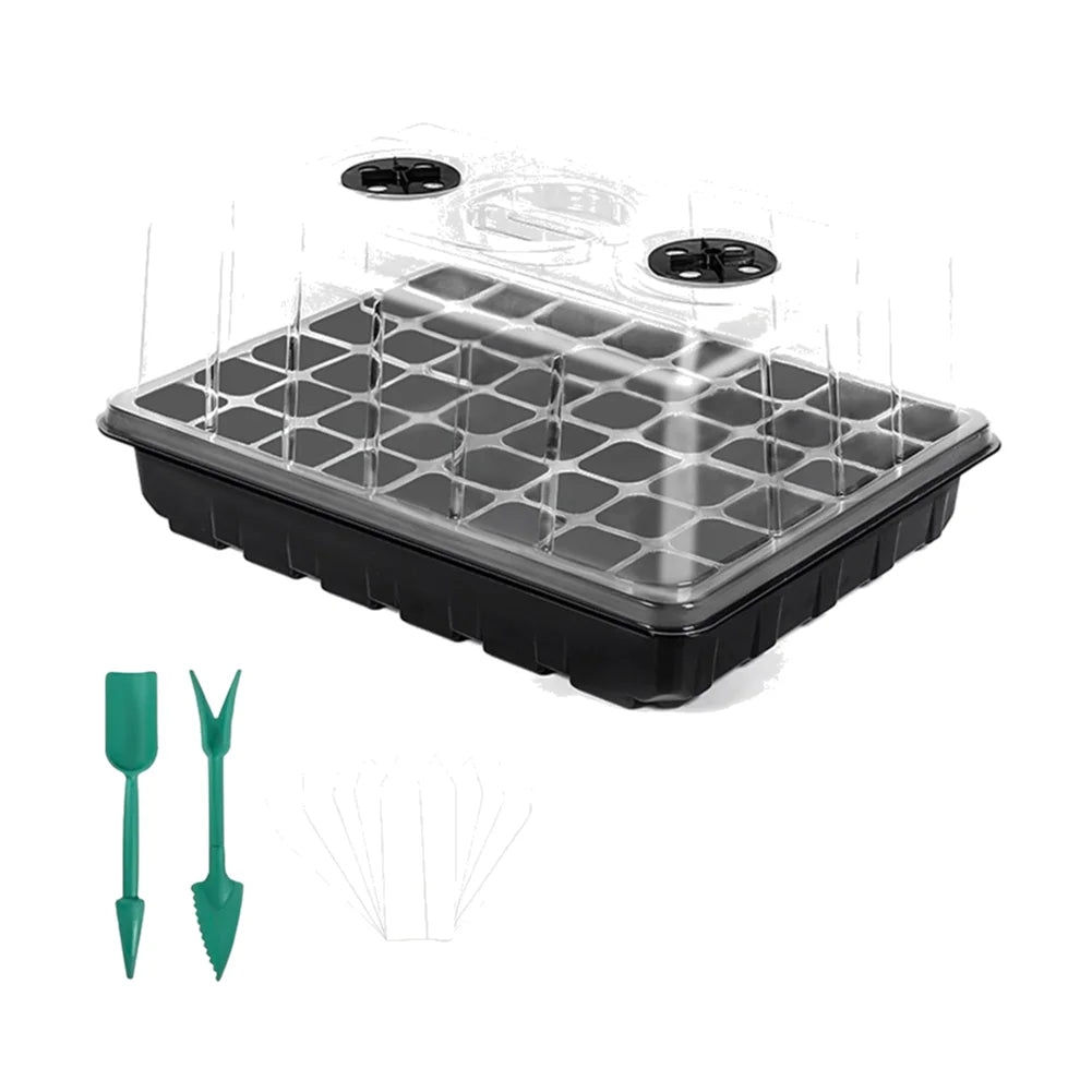 24/48 Holes Seed Starter Trays Vegetable Seedling Pots Seedling Tray with Humidity Dome Seed Germination Plant Pots Grow Box