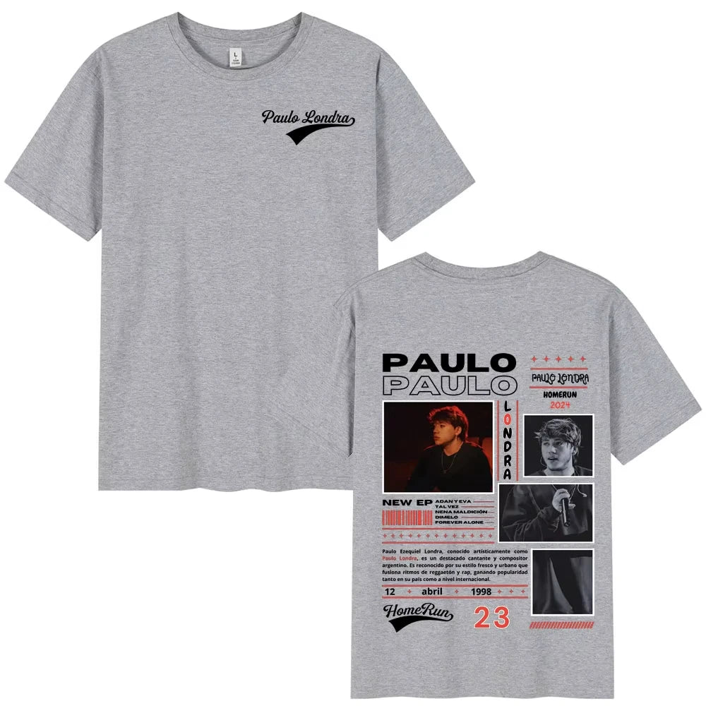 Trend Rapper Paulo Londra Homerun Album T-shirts Mens Women Fashion Hip Hop Oversized T Shirt Casual Cotton Short Sleeve T-shirt