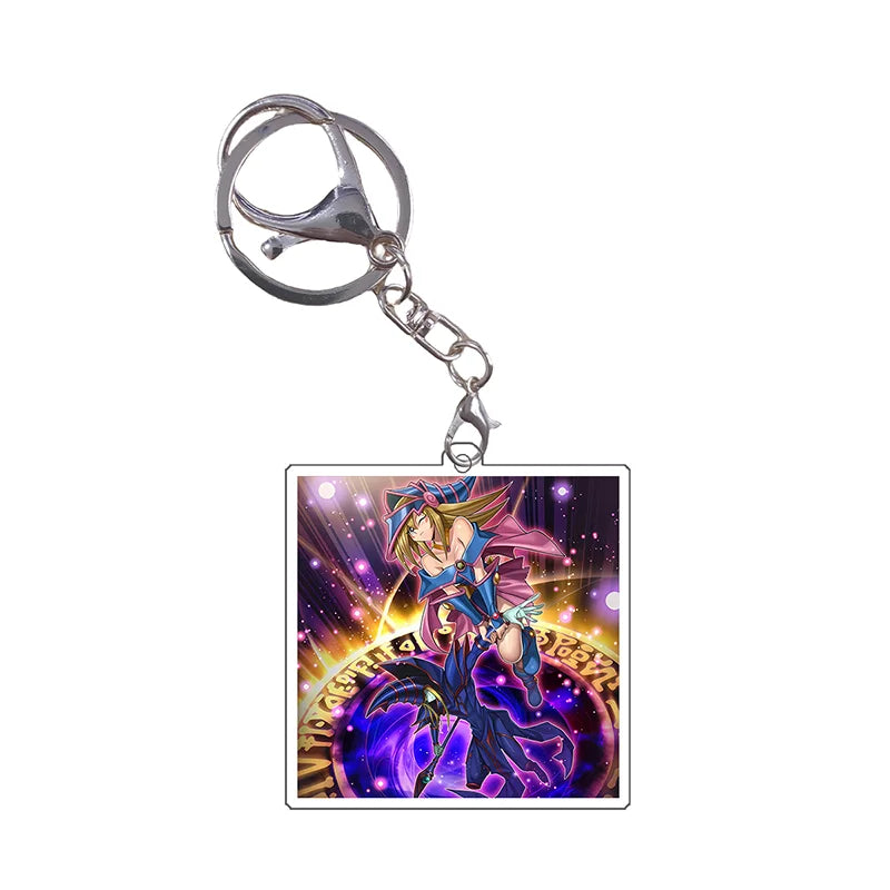 Yugioh Keychain Original Image Black Magician Girl DMG BMG Kuriboh Anime Game Self Made Acrylic Pendant Decoration DIY Toys Gift