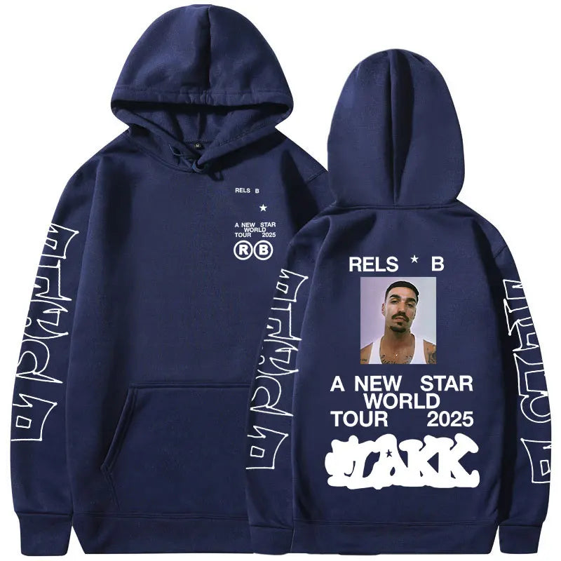 Rapper Rels B A New Star World Tour 2025 Hoodies Men Women Clothing Fashion Hip Hop Sweatshirts Oversized Long Sleeve Pullovers