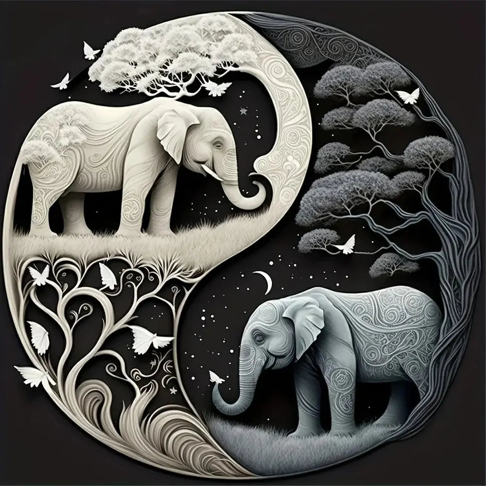 5D DIY Tai Chi Animal Full Round Drill Diamond Painting Elephant Kit Decoration Art Craft Diamond Rhinestones Painting Stitch