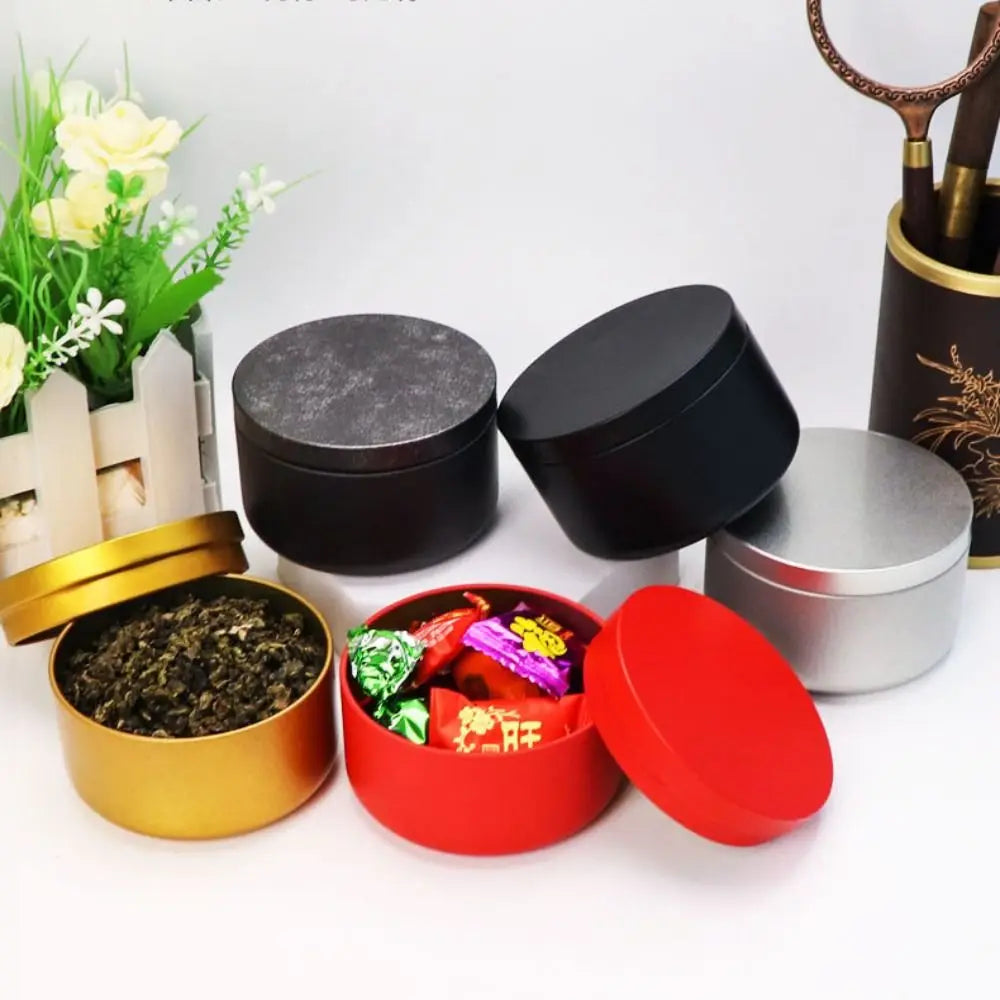 2pcs Round Aluminum Tin Jar for Cream Balm Nail Candle Cosmetic Container Refillable Bottles Tea Cans Metal Storage Box