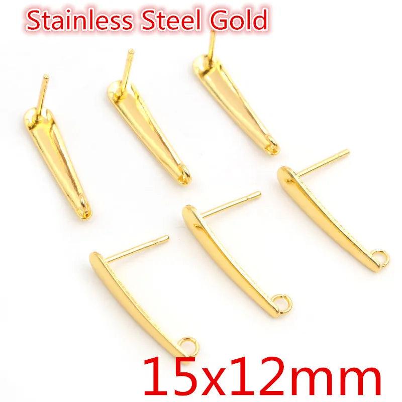 20pcs 316 Stainless Steel Geometric Polygonal Earring Stud Hooks Posts Connector For DIY Jewelry Making Supplies