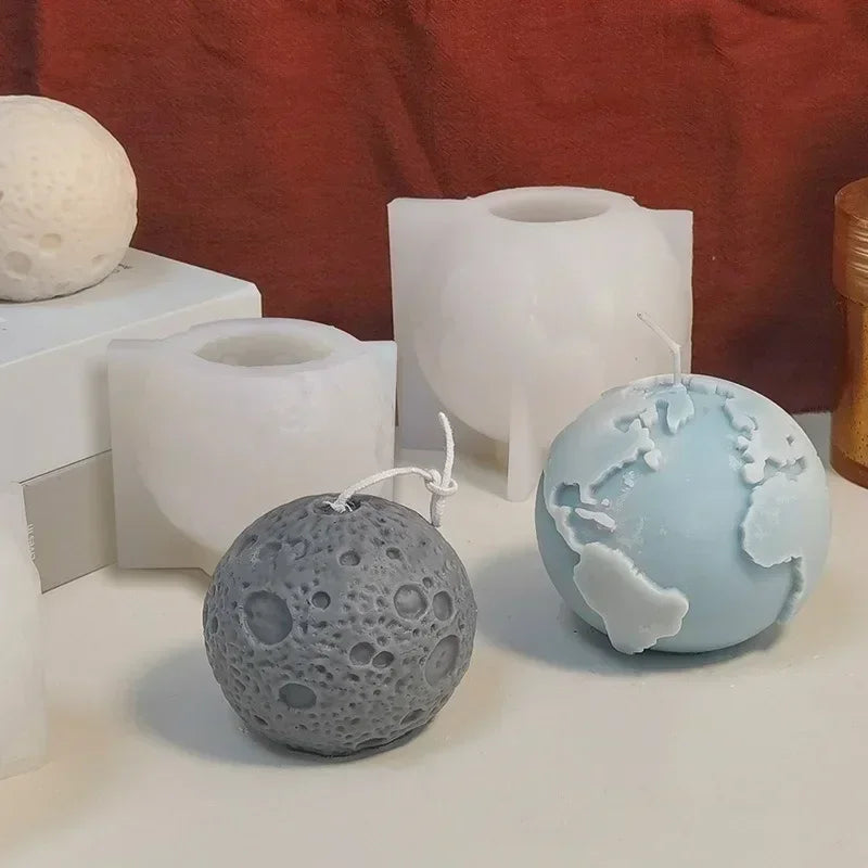 Candle Silicone Mold Earth Moon Shape DIY Aromatherapy Candle Plaster Earth Handmade Grinder Candle Molds