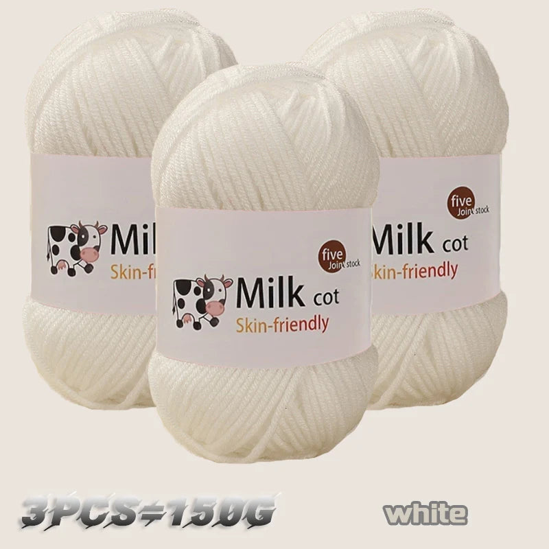 150g Milk Yarn Handmade Medium Coarse DIY Weaving Yarn Ball for Knitting Sweaters Hats Scarves and More