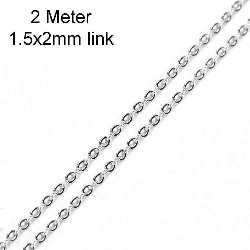 2 Meters Stainless Steel Chain 1 1.5 2mm Gold&Steel Color Chains for DIY Jewelry Making Necklace Bracelet Supplies