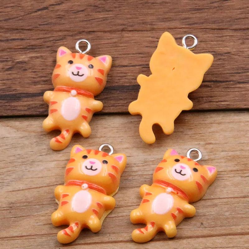 10Pcs 15*29MM 8 Color Kawaii Cat Charms Pendants For Jewelry Making Animal Resin Jewlery Findings DIY Craft