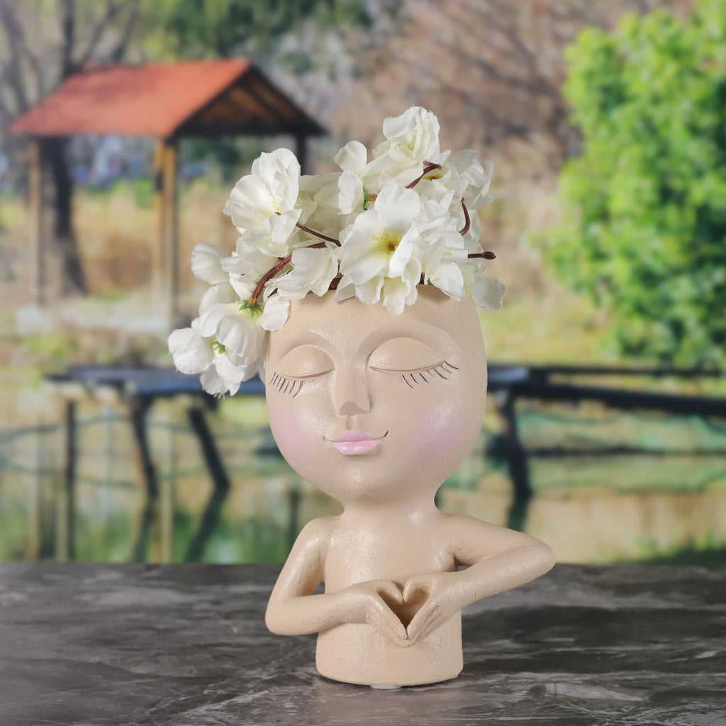Girls Face Head Flower Planter Succulent Plant Flower Container Pot Flowerpot Home Decor Tabletop Ornament Garden Decoration