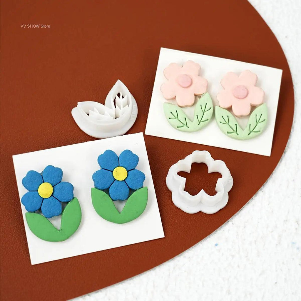 New Flowers Polymer Clay Mold Cutter Flower Leaf Combination Soft Pottery Mold DIY Earring Jewelry Pendant Cutting Die 3D Mould