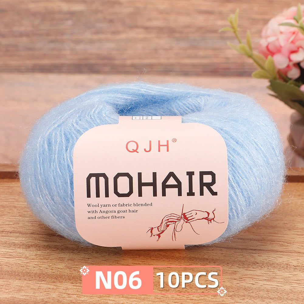 Soft Mohair Crochet Yarn Set 10 Pcs For DIY Knitting