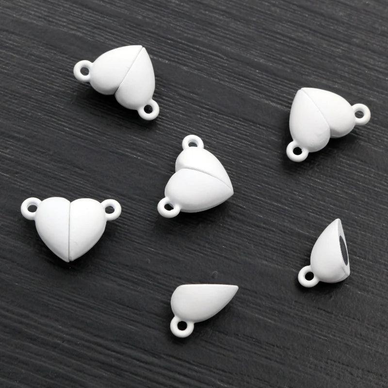 5 Sets  Love Heart Round Shaped Magnetic Connected Clasps Beads Charms End Caps for DIY Couple Bracelet Necklace Making