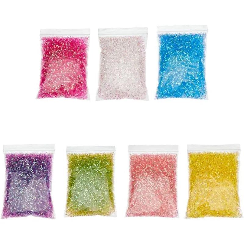 7 Bags 140g Crispy Bingsu Beads for Slim Iridescent Soft Straw Tube Beads 3D Glitter Plastic Beads Assortment Crunchy Slime