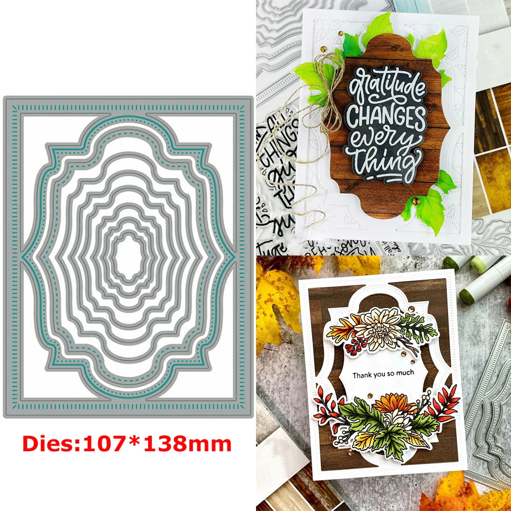 Elegant Flower Blossom Metal Cutting Dies Layered Frame Background Mould Knife for DIY Scrapbooking Christmas Card Craft Making