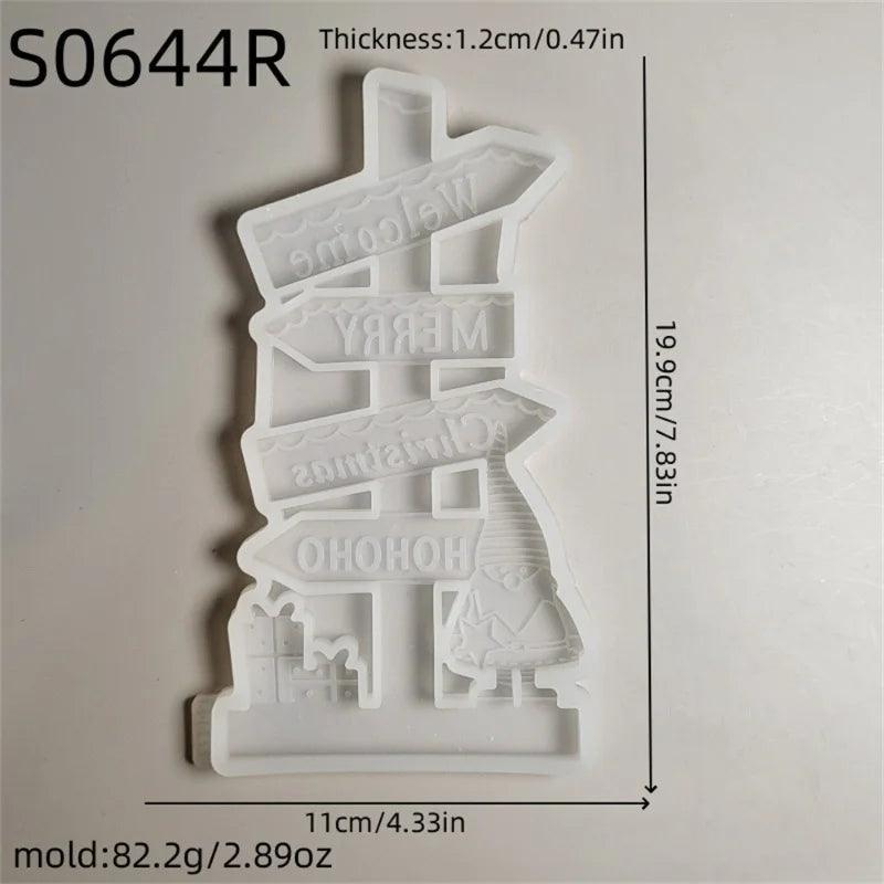 DIY Signboard Santa Claus Gift Candle Plug-in Silicone Mold Gypsum Decorative Candlestick Pendant Epoxy Resin Mold Handicrafts