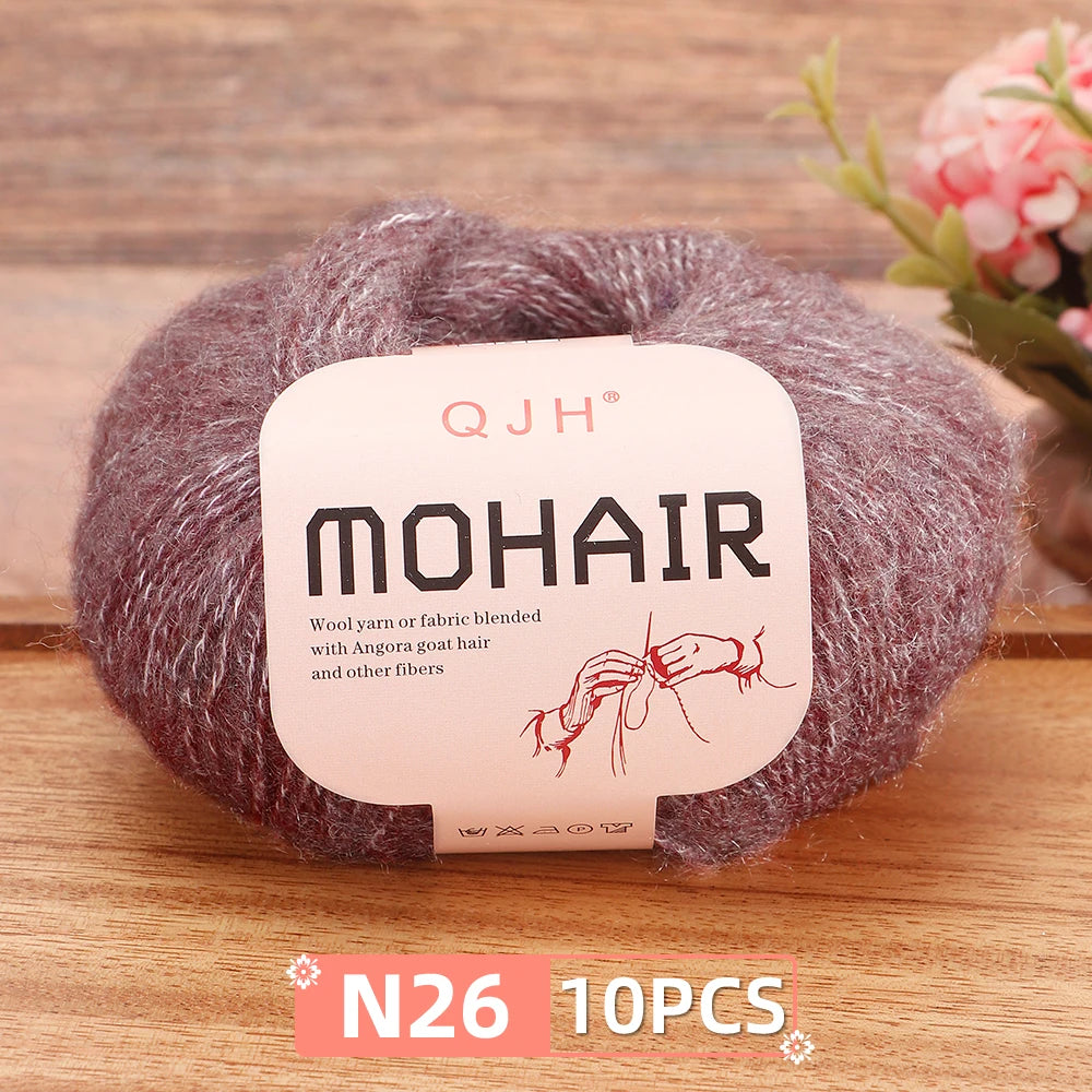 Soft Mohair Crochet Yarn Set 10 Pcs For DIY Knitting