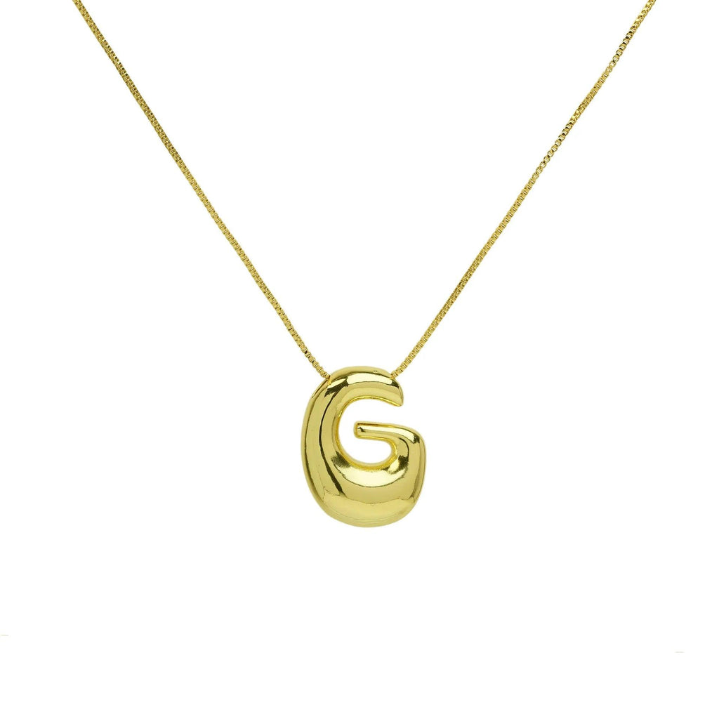 Trendy Gold Plated 18K Chunky Balloon Bubble Initial Letters Pendant Stainless Steel Choker Necklaces for Women Customized Chain