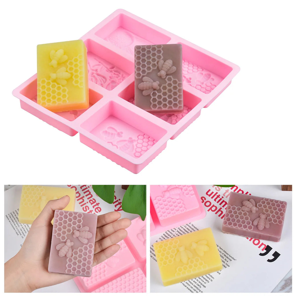 Multicavity Rectangle Beehive Soap Silicone Mold Flower Bee Honeycomb Candle Resin Mould DIY Chocolate Making Home Decor Gifts