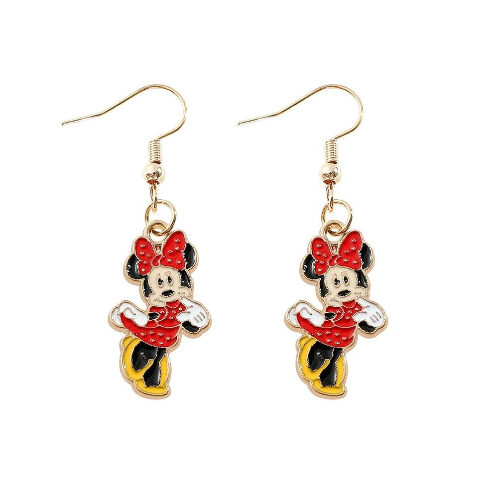 Disney Mickey Mouse Dangle Earring Ear Jumping Bear and Donald Duck Stud Earring Cute Cartoon Character Pattern Girls Accessorie
