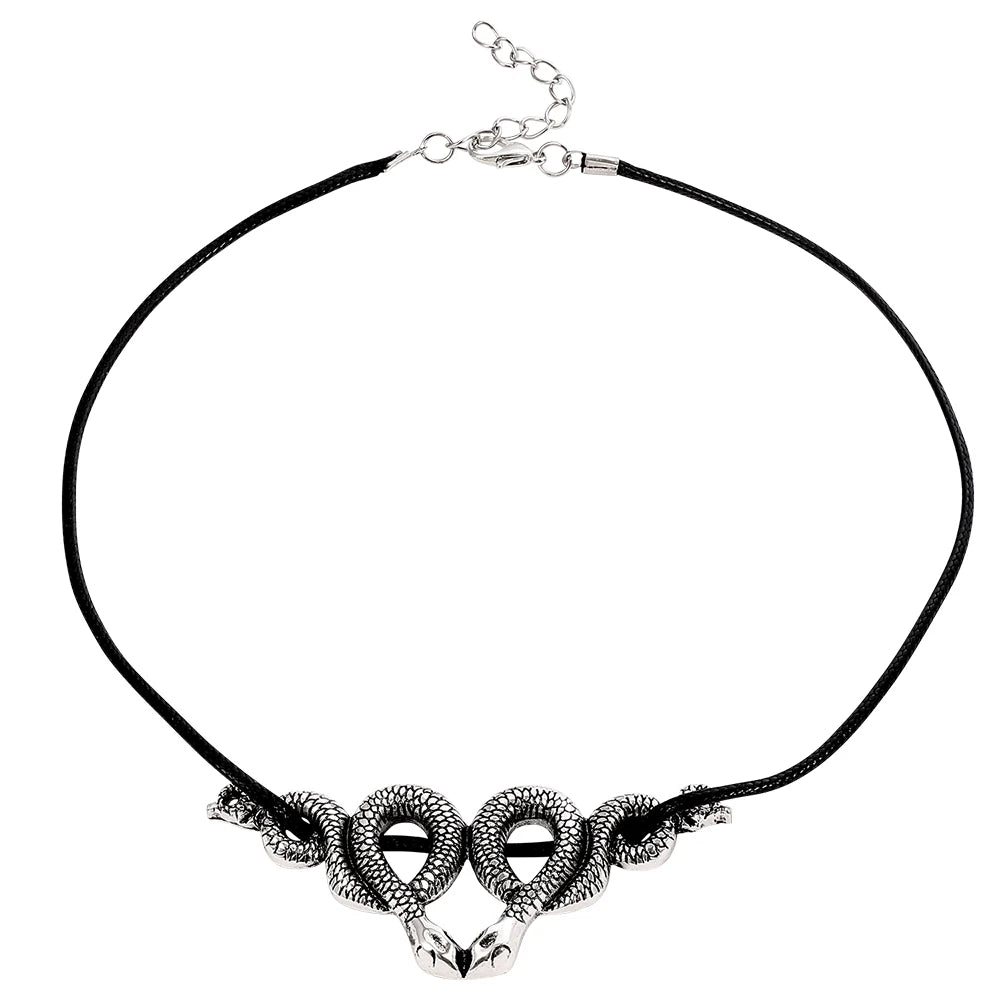 Intertwined Gothic Witch Snake Choker Double Snake Necklace Fashion Jewelry Party Gift for Women Girl