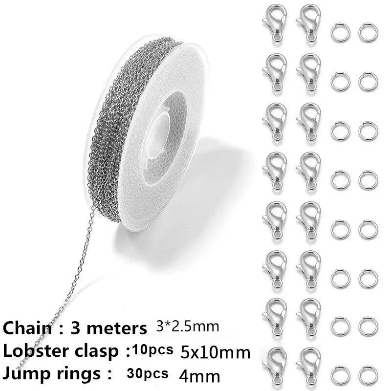 Chains Jewelry Making Supplies 3m Cable Link Chains for Making Jewelry Necklace Earring Bracelet Findings DIY Craft Kit