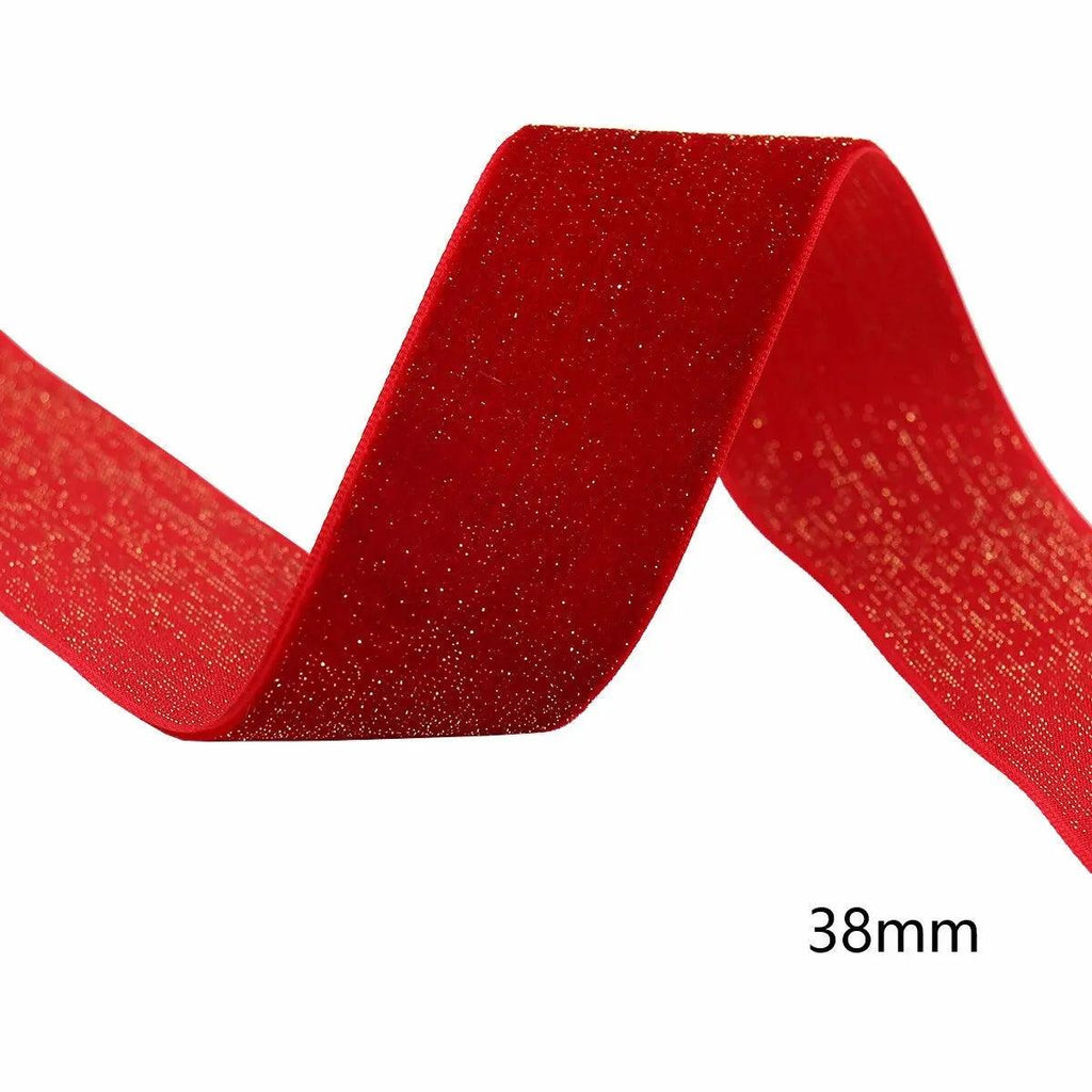 5 Yards Christmas Ribbon Red Brilliant New Year Velvet Ribbons Garland, Gifts, Wrapping, Wreaths, Bows