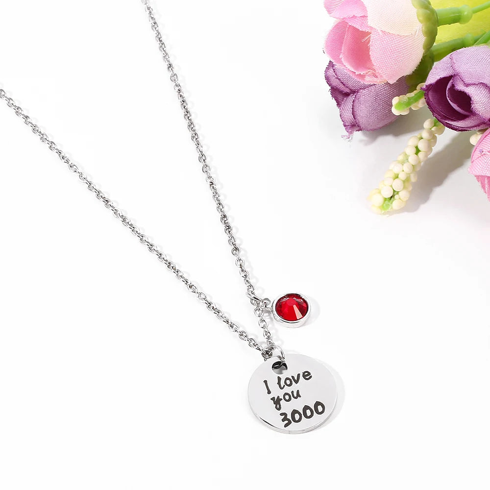 Marvel Necklace I Love You 3000 Times Necklace Pendants For Women Stainless Steel Fashion Jewelry Father's Day Gift