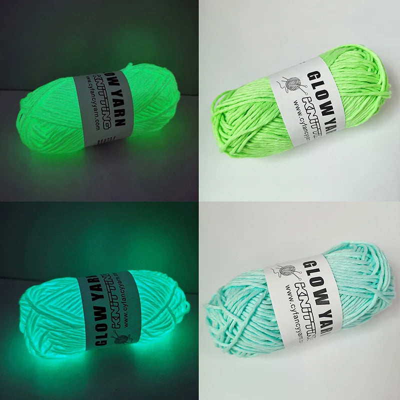 50g Novel Functional Yarn Glow In The Dark Polyester Luminous Chunky Yarn 2mm for Hand Knitting Carpet Sweater Hat Wool Yarn