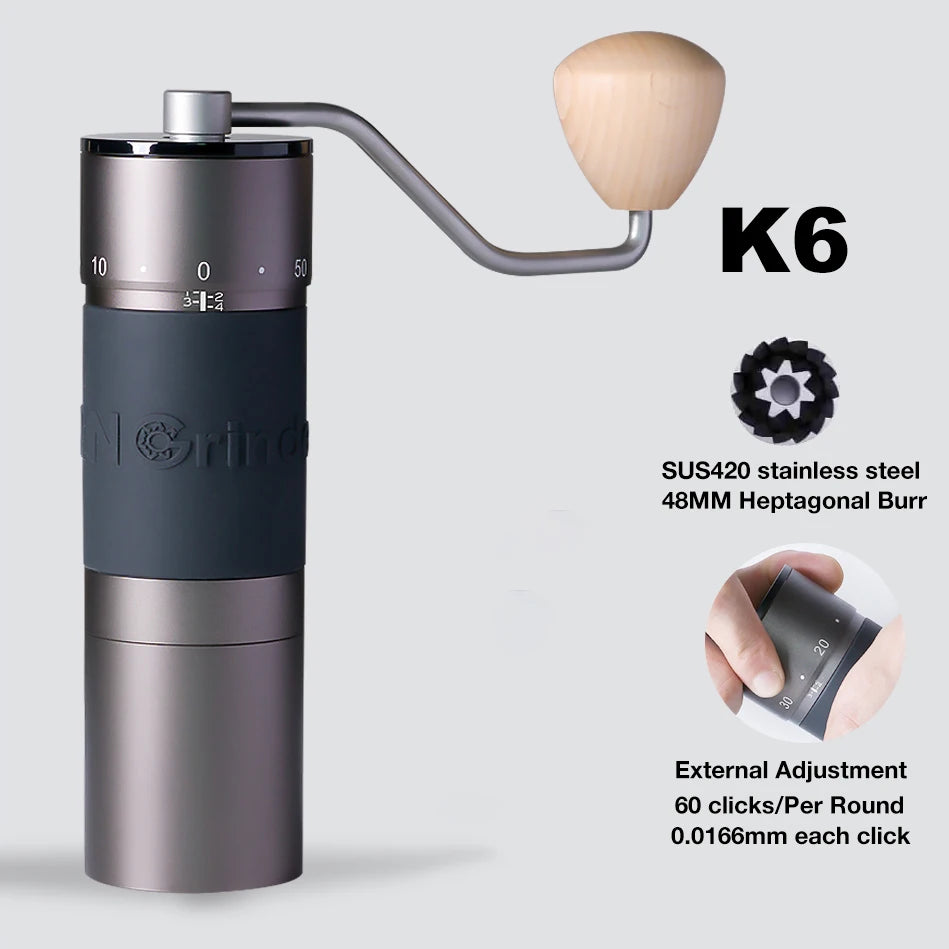 Kingrinder K2 K4 K6 Manual Coffee Grinder Portable Hand Mill 48mm SUS420 Stainless Steel Burr