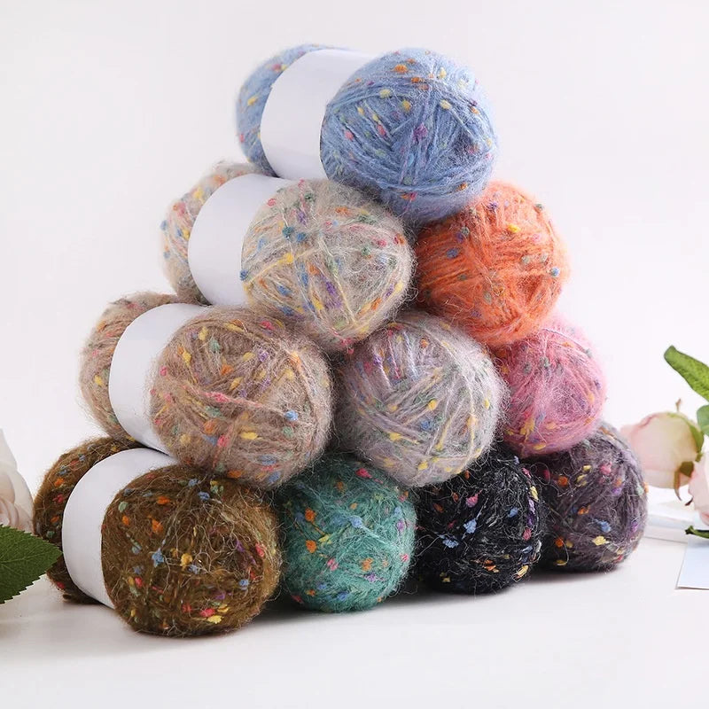 50g Dou Dou Xian Scarf Xian Mao Xian Cai Dian Ma Hai Mao Handwoven DIY Rainbow Table Tennis Mixed Thread Couple Knitted Thread