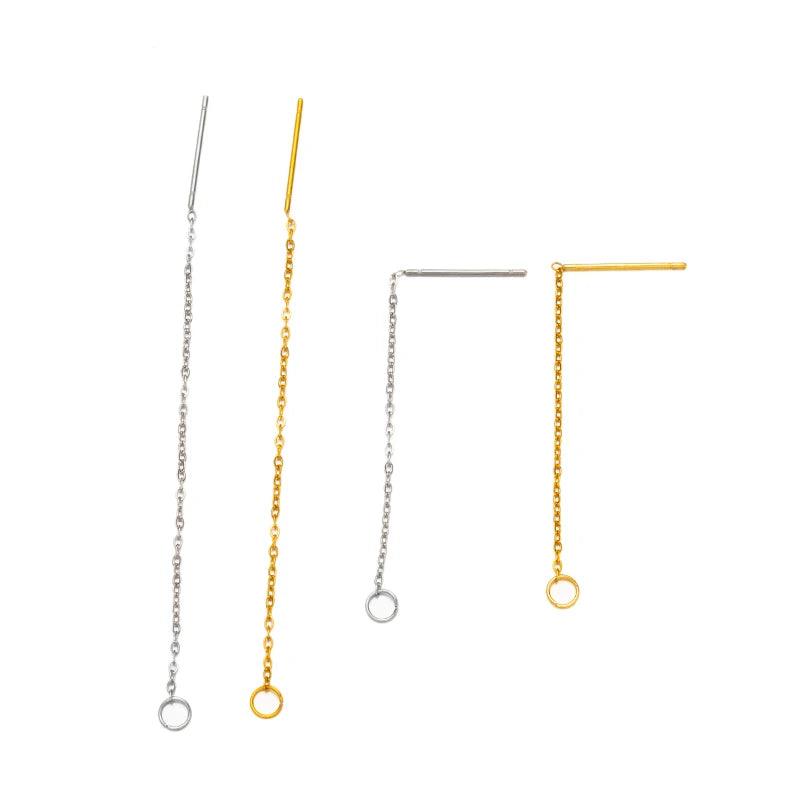 10pcs/Lot Stainless Steel Gold Tassel Threader Drop Dangle Earrings Long Chain for DIY Earwire Jewelry Makings Supplies Crafts