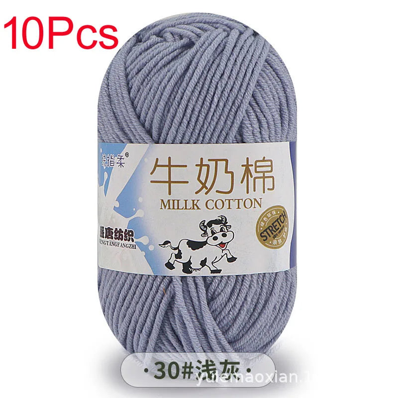 10 Piece Milk Cotton Yarn Knitting Wool for Hand Knitting and Crochet Soft Yarn for Scarves Hats and Sweaters