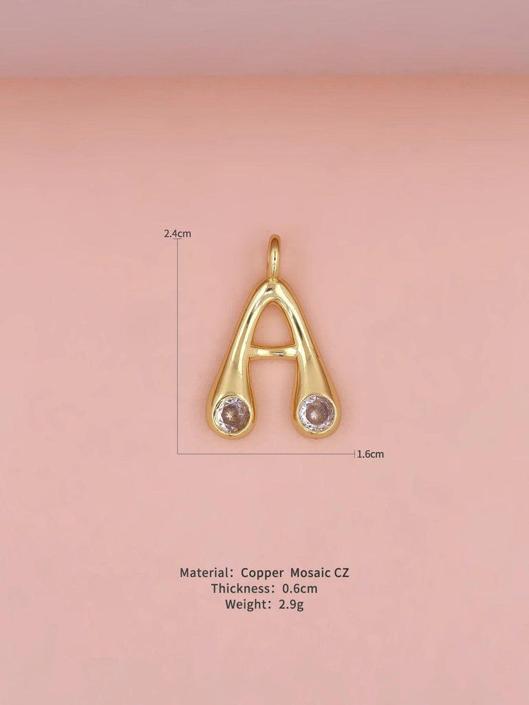 New Simple Versatile Round Zircon Plated Gold Copper 26 English Letters A-Z Pendant Men Women Necklaces Jewelry Making
