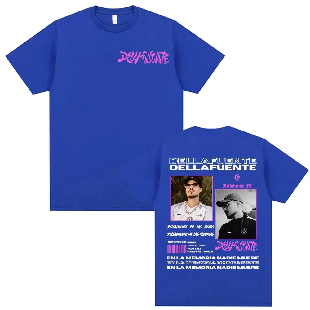 Dellafuente Tour Graphic Men Cotton Short Sleeve T Shirt Harajuku Hip Hop Punk Oversized Casual Sports Unisex Top