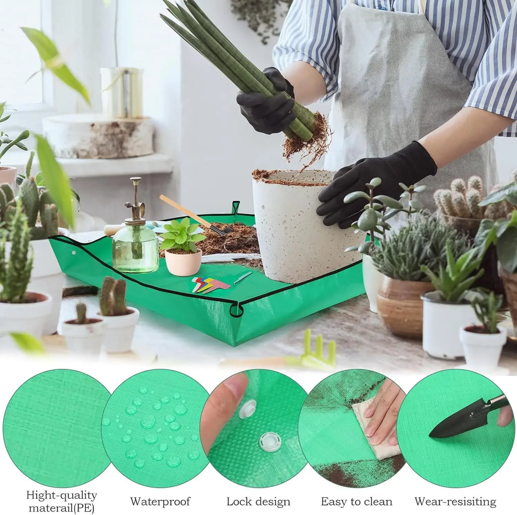 100x100cm Planting Mat Gardening Potting Pad Foldable Garden Plant Flower Pot Reusable Reusable Transplanting Waterproof Mats