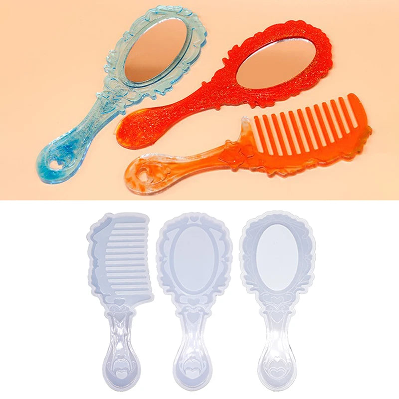 Hair Comb Mirror Silicone Molds for Epoxy Resin Casting Mold Kit DIY Craft Jewelry Craft Making Handmade Tools