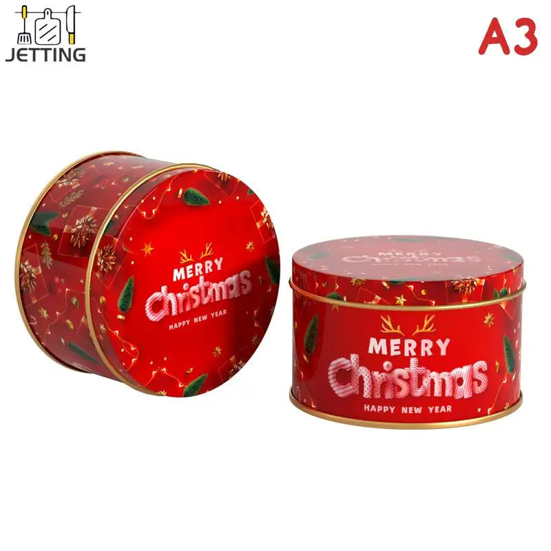 Christmas Old Man Candy Tins Decorative Round Tinplate Boxes Xmas Candy Cookie Packaging Jar Candle Containers Candy Box Gift