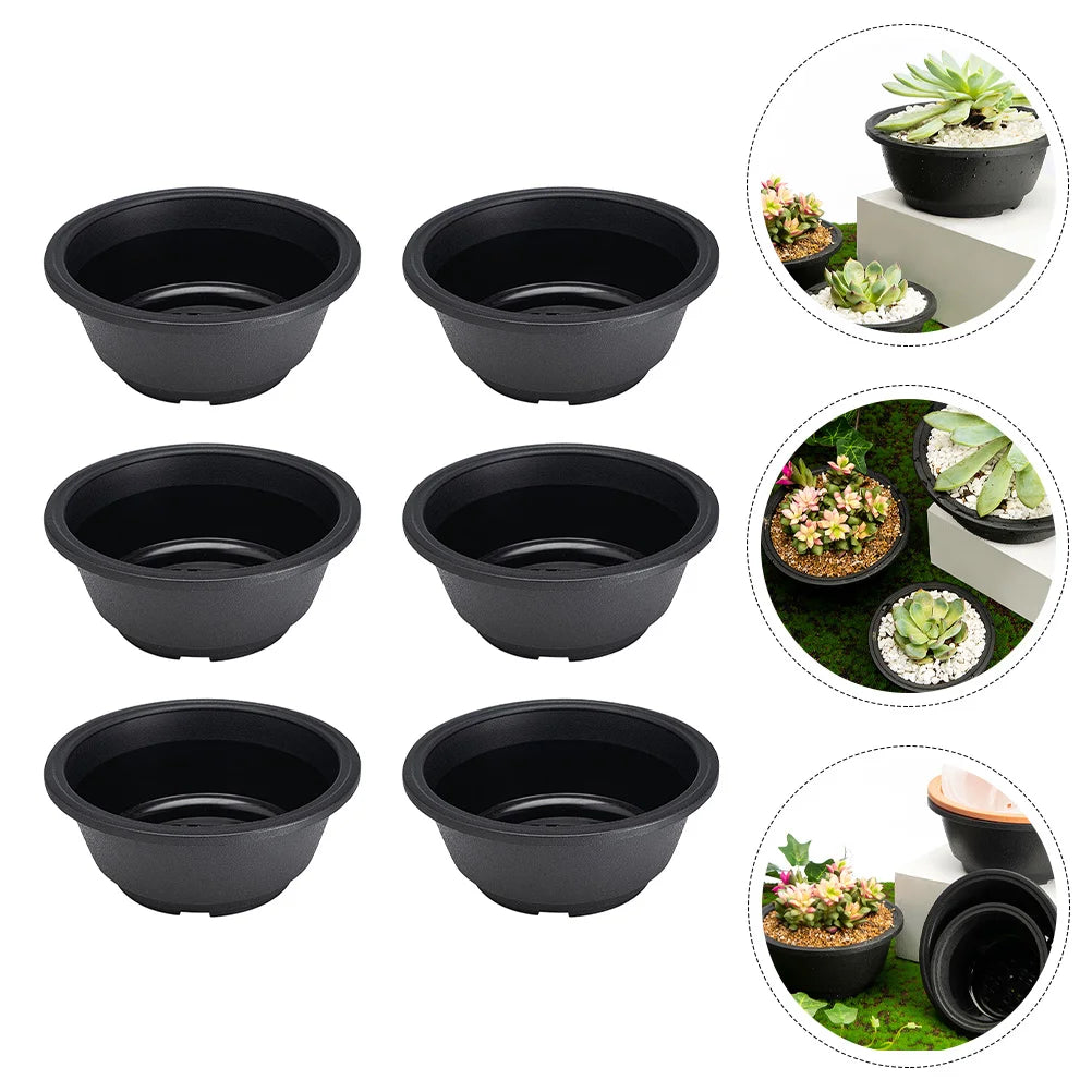 6 Pcs Plastic Flower Pot Planting Basins Holder Korean Flowerpot Planter Bonsai Pots Desktop Ornament