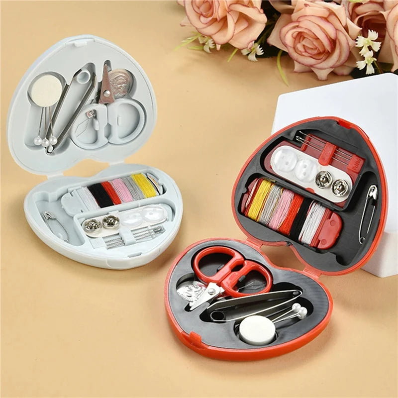 Portable Travel Mini Sewing Kit Buttons Pins Storage Boxes Handmade Sewing Tools Scissor Thimble Needle Threads Box Set