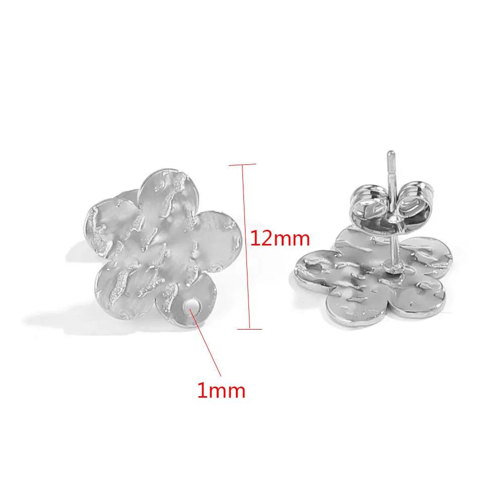 10pcs Stainless Steel Earring Posts with Loop Hole Star Moon Pattern Ear Studs Base for DIY Earring Jewelry Making Supplies