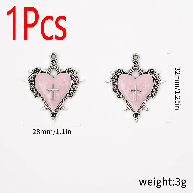 1Pc Mixed Gothic Jewelry Combination Imitation Enamel Irregular Cross and Coffin Cross Pendant Necklace Bracelet Earrings Jewel