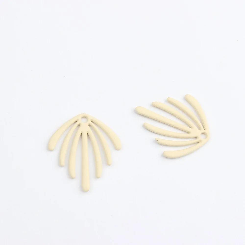 Hand-painted Alloy Geometric Irregular Seaweed Leaf Pendant Charm for DIY Earrings and Jewelry Making 20*22mm 10pcs/lot