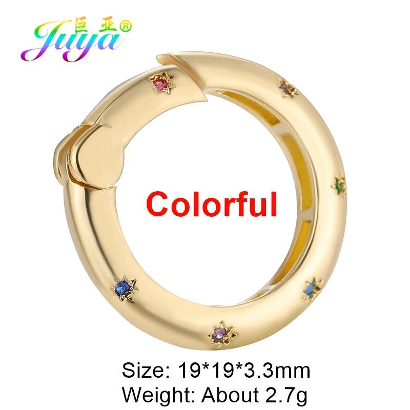 Juya Handmade Creative 18K Gold Plated Brass Screw Locks Carabiner Clasps Accessories For DIY Mesh Chains Pendant Jewelry Making