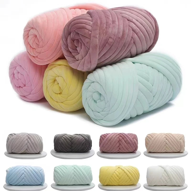 1kg Velvet Thick Bulky Chunky Yarn Hand Knitting Woven Thread Basket Blanket Carpets Giant Yarn DIY Arm Hand-knit Blanket