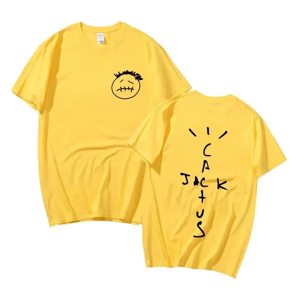 Rapper Cactus Jack Music Album T Shirts Men Fashion Hip Hop T Shirt Casual 100% Cotton Short Sleeve T-shirt Oversized Tops