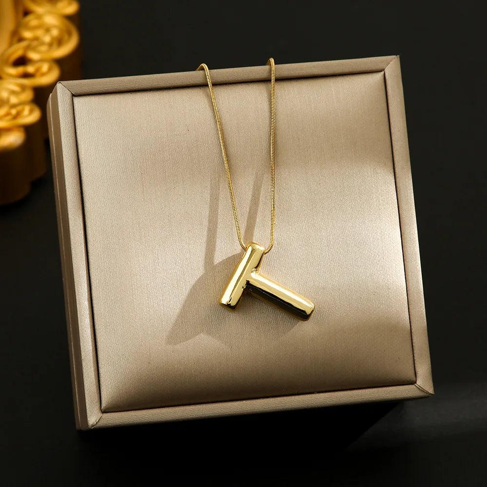 Hot Sale Stainless Steel 26 English Alphabet Necklace Pendant All-match Simple Clavicle Chain Jewelry