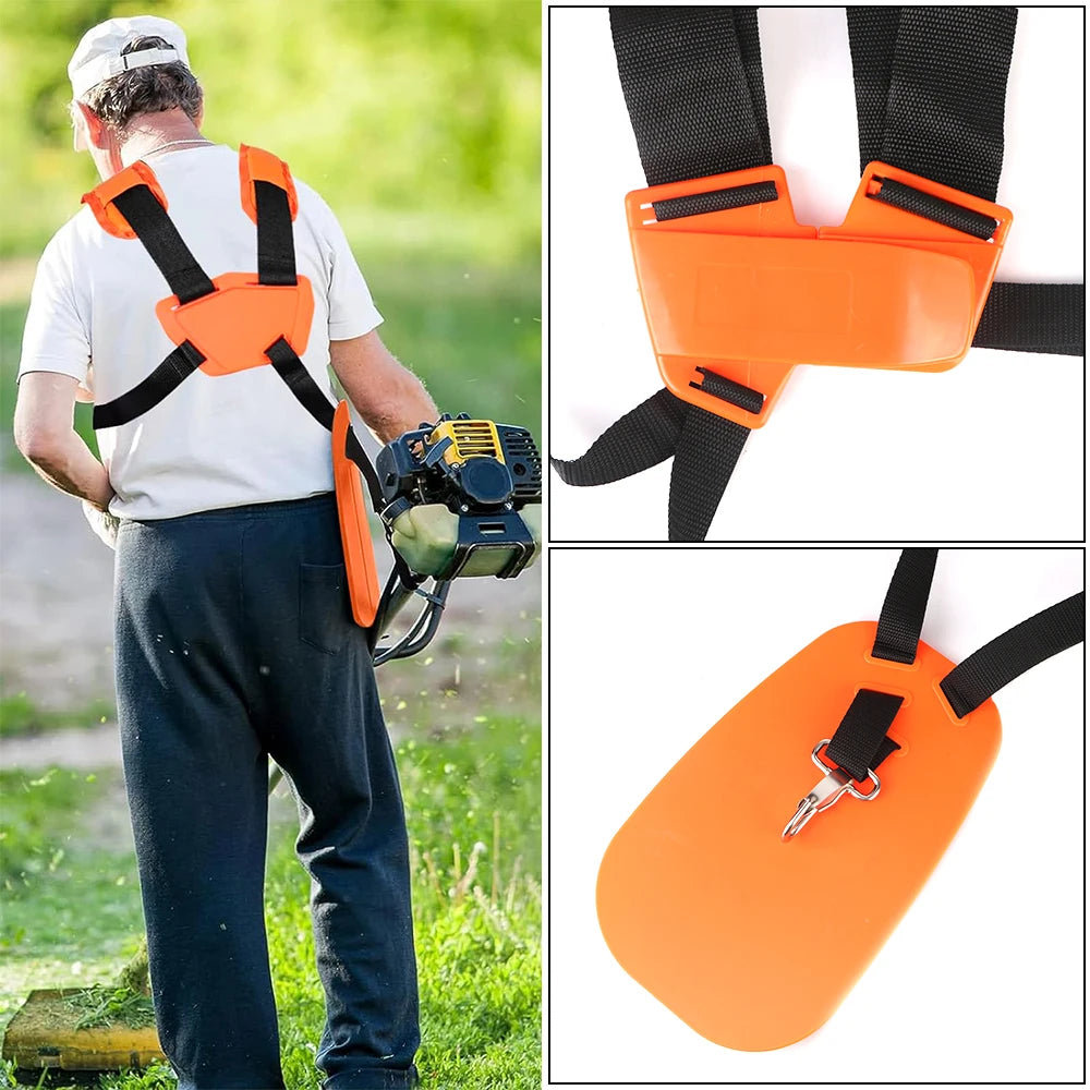 W Shape Double Shoulder Harness Strap Strimmer Padded Belt Comfortable Labor Saving for Brush Cutter Trimmer Garden Pruner