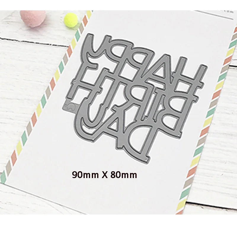 Happy Birthday Word Cutting Dies Sweet Feline Metal Die Cuts for DIY Scrapbooking Album Card Making Decoration